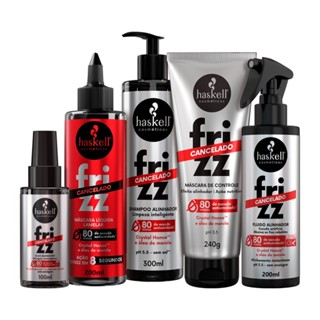 Kit Completo Haskell Frizz Cancelado (5 Itens) Haskell | Antifrizz com Óleo de Marula e Tecnologia Lamelar Crystal em Oferta na Shopee