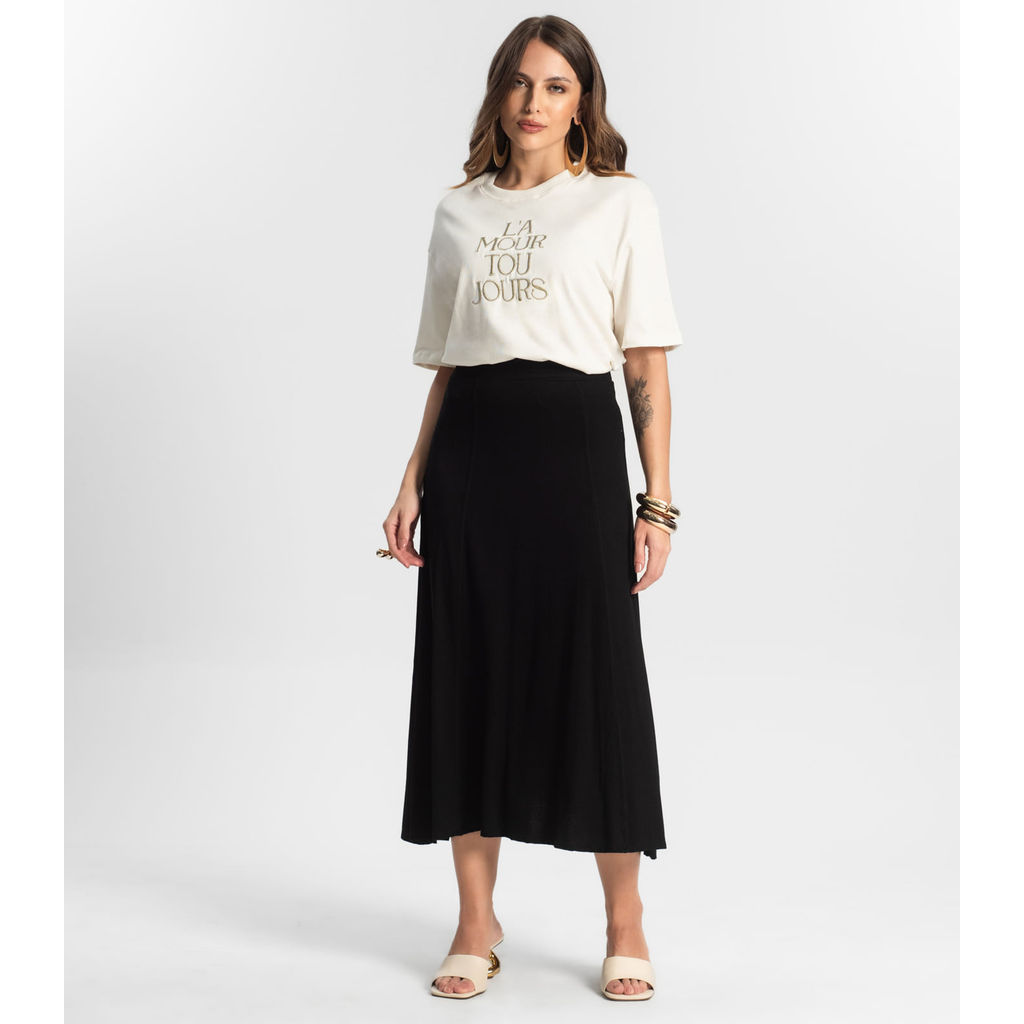 Saia Midi Endlesss Preto em Oferta na Shopee