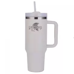 Copo Térmico Leonidas, 1180ml, Com Canudo, Quente ou Frio, Metal, Creme, LN-GL-ST1180MLCR