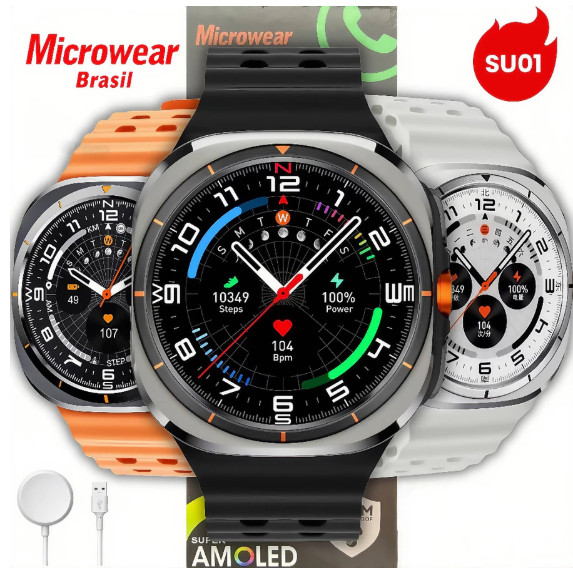 Smartwatch Microwear SU01 Série 11- GPS Integrado AMOLED 2GB Responde WhatsApp IP68 À Prova D'água Nov