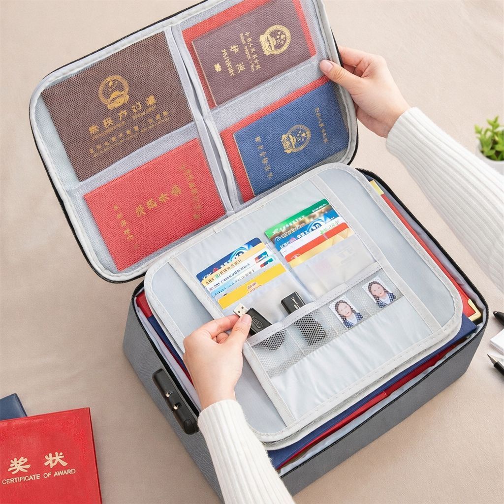 Imagem Bolsa Pasta Organizador De Documentos Vários Compartimento Trava Com Segredo Passaporte Porta Cartão