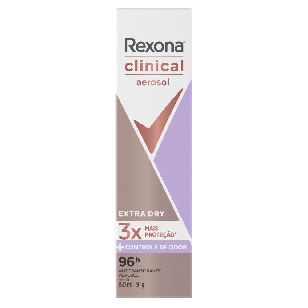 Desodorante Rexona Clinical Extra Dry Aerosol Antitranspirante 96h 150ml em Oferta na Shopee