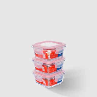 Kit com 3 Potes de Vidro Herméticos Quadrados 320ml Invicta em Oferta na Shopee