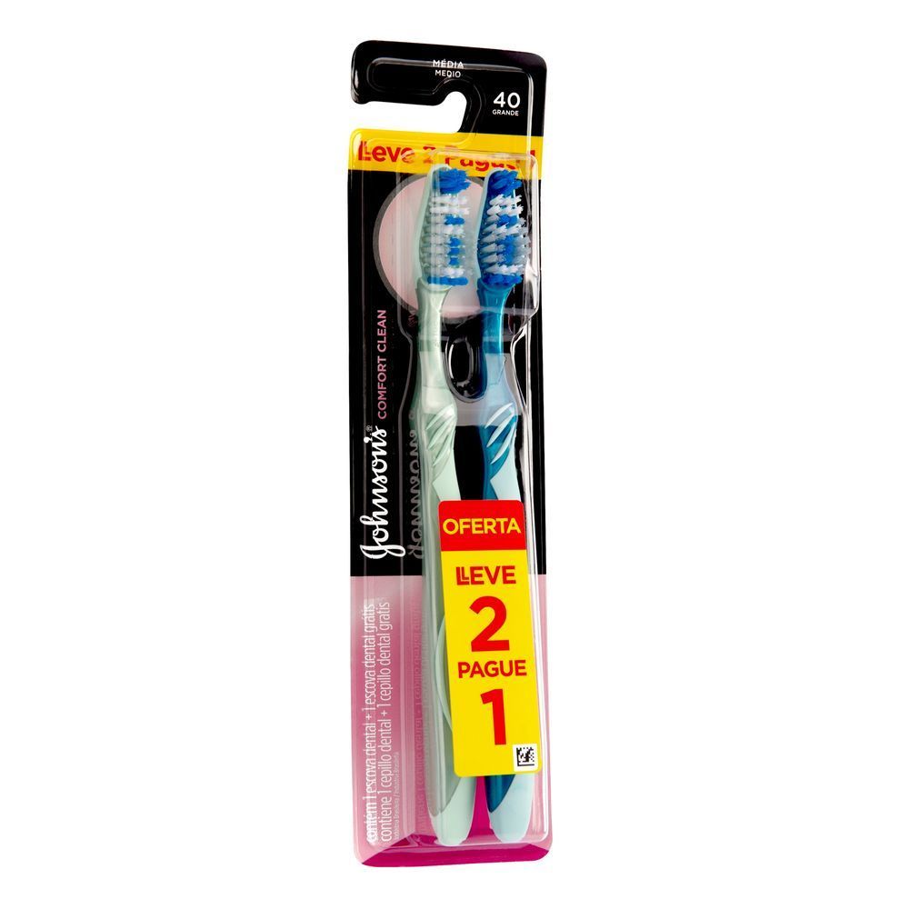 Escova Dental Johnson's Comfort Clean Média Cores Sortidas Cabeça 40 Grande Leve 2 Pague 1 em Oferta na Shopee
