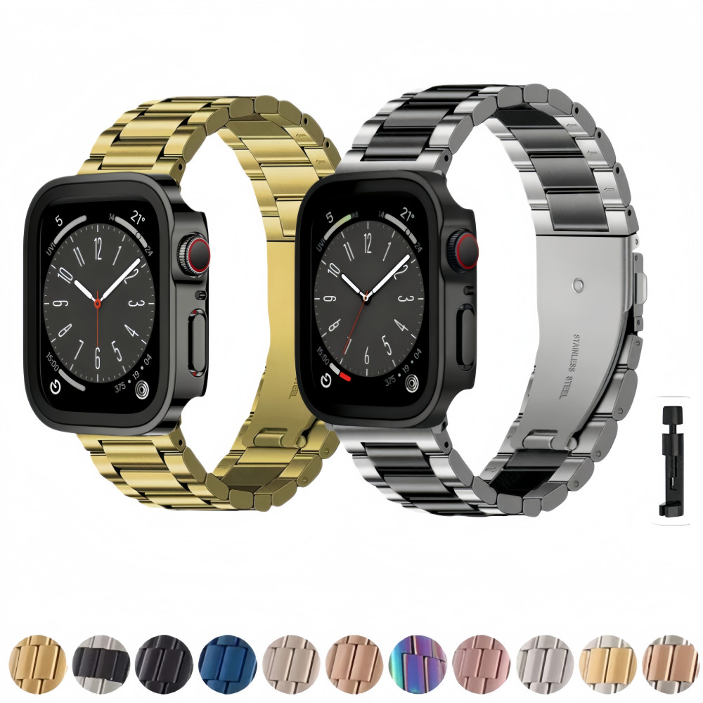 Kit Pulseira De Aço inoxidável+Proteção Case Para Apple Watch 11 10 46mm 42mm 44