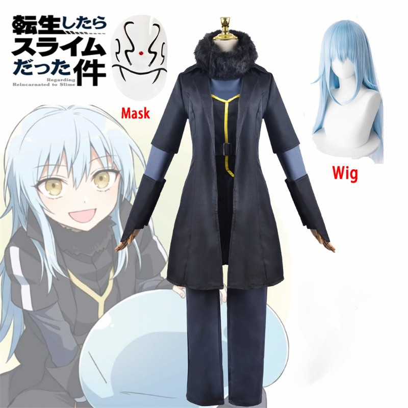 Anime Que Tempo Ue Rencrei Como Um Slime Rimuru Tempest Cosplay Traje Botas Peruca Máscara Halloween Carnaval Terno Roup