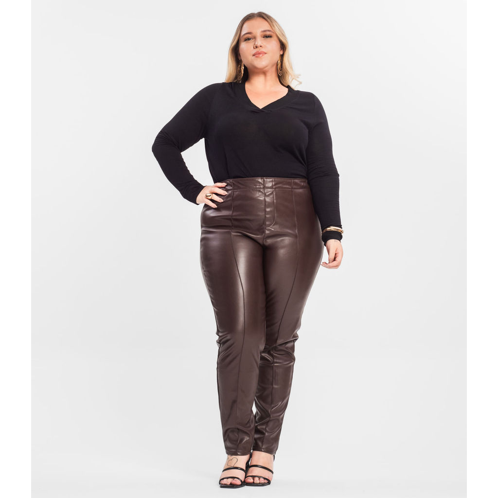 Legging Feminina Courino Plus Size Secret Glam Marrom em Oferta na Shopee
