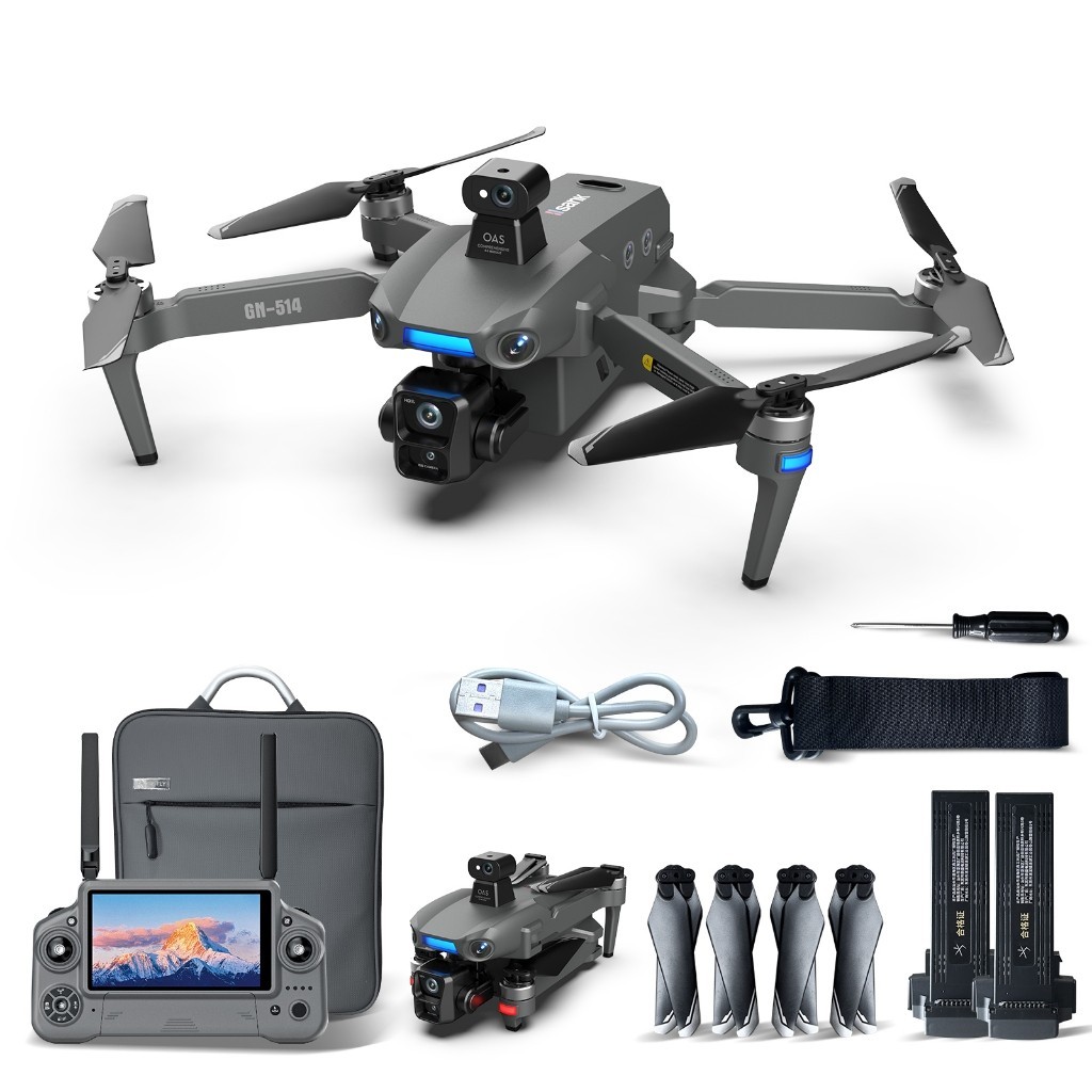 Câmera 4K Ultra HD Gimbal 3 Eixos, Evitação de Obstáculos 360°, Controle com Tela, 2 Baterias + Bolsa de Transporte