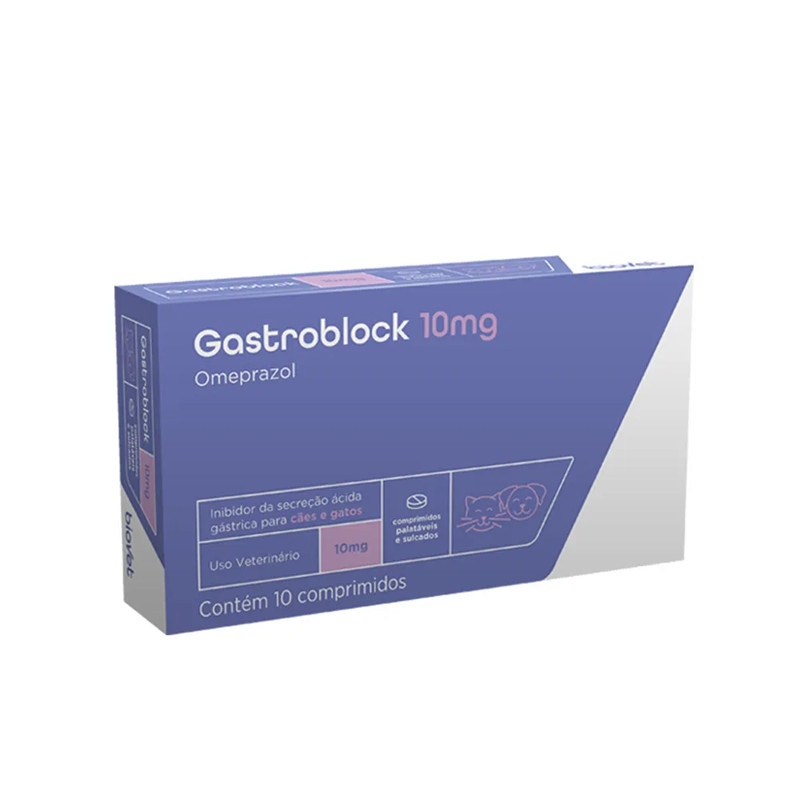 Gastroblock Antiácido 10mg Omeprazol 10 Comprimidos - Biovet