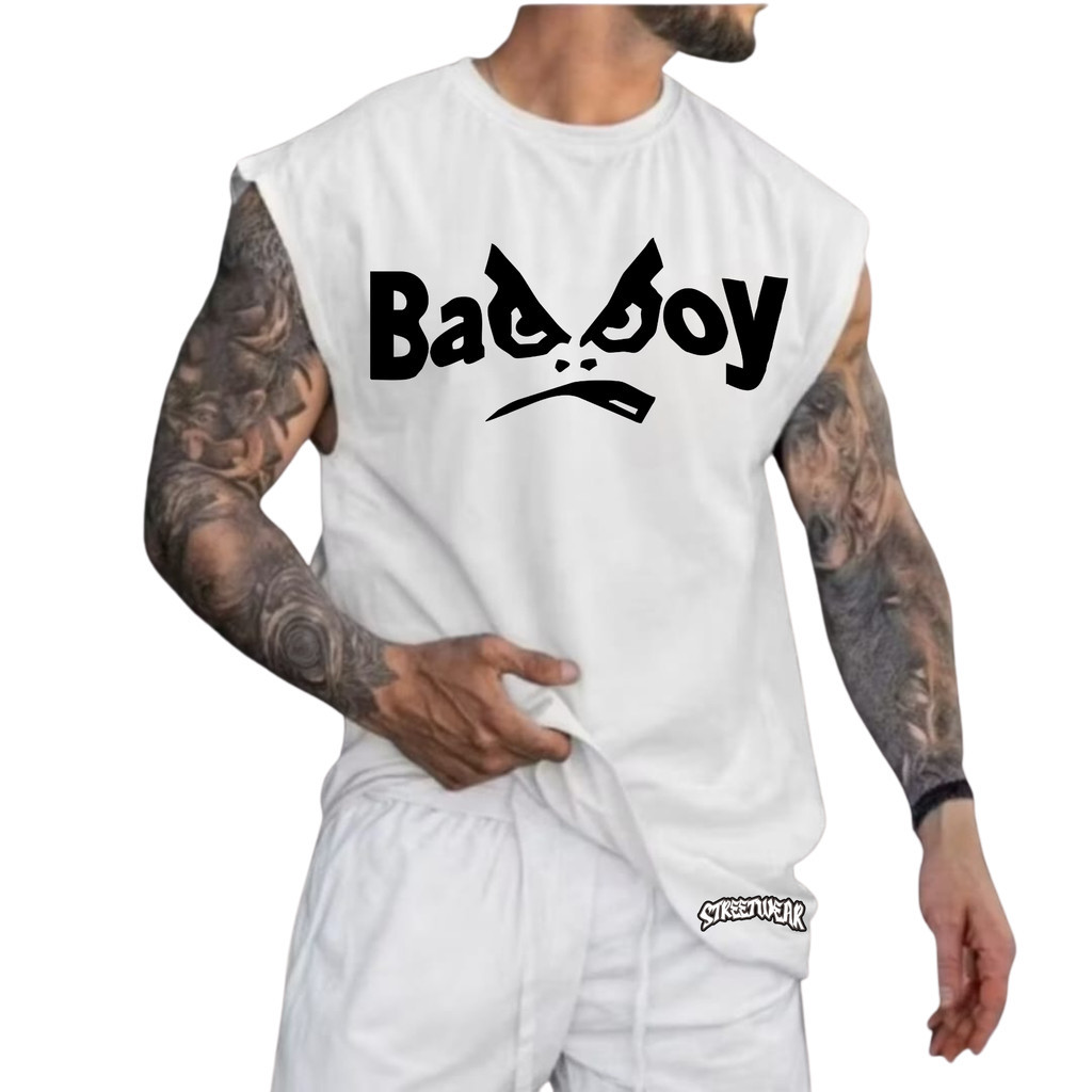 Regata Machão Oversized 100% Algodão Camiseta Cavada Musculação Streetwear Treino Bad Boy Academia.