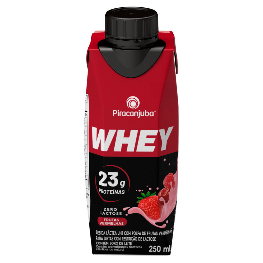 Bebida Láctea Piracanjuba Whey Zero Lactose com 23g de Proteína Sabor Frutas Vermelhas 250ml em Oferta na Shopee