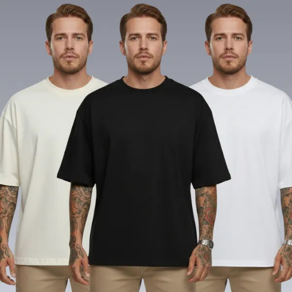 Kit 3 Camisetas Oversized Básica Lisa Para Academia E Dia A Dia Algodão