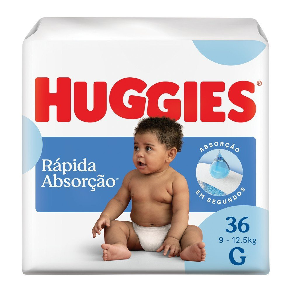 Fralda Huggies Rapida Absorção Mega G Com 36 Unidades