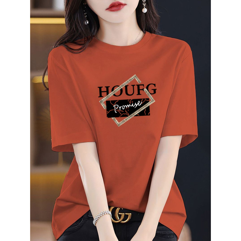 Comércio exterior contador de primeira linha feminino algodão puro 100% literário solto gordura mm camiseta de manga cur
