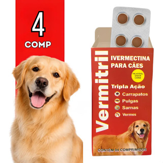 Anti Carrapatos, Vermes, Pulgas E Sarnas | 4 Comp 15kg Sabor Carne - Para Cães em Oferta na Shopee