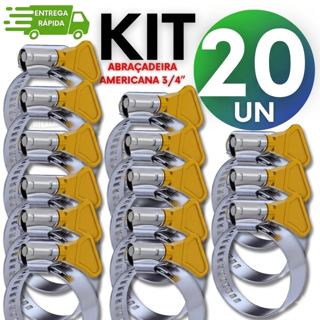 Kit Abraçadeira Aço Com Borboleta Reforçada Mangueira Gás Jardim Americana