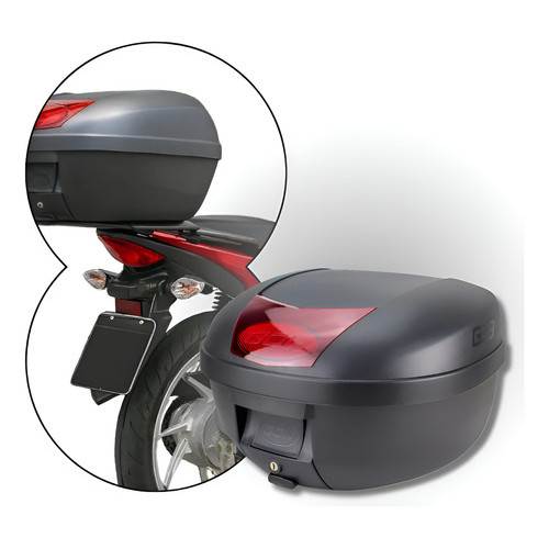 Baú Bauleto Moto Gow 33 Litros Base Fixação Universal