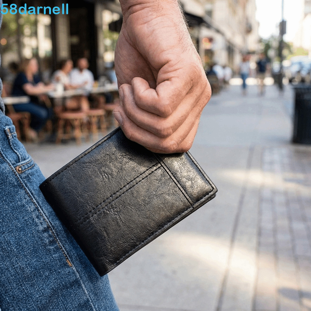 Carteira Curta Empresarial DARNELL , De Cartão Masculina Com Proteção RFID De Grande Capacidade , Porta-Moedas