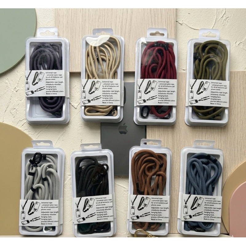 Kit 2 Cordão, 1 Pescoço e 1 Pulso Universal Celular Nylon Premium com Gancho Preto Matte Ajustável para iPhone e Android