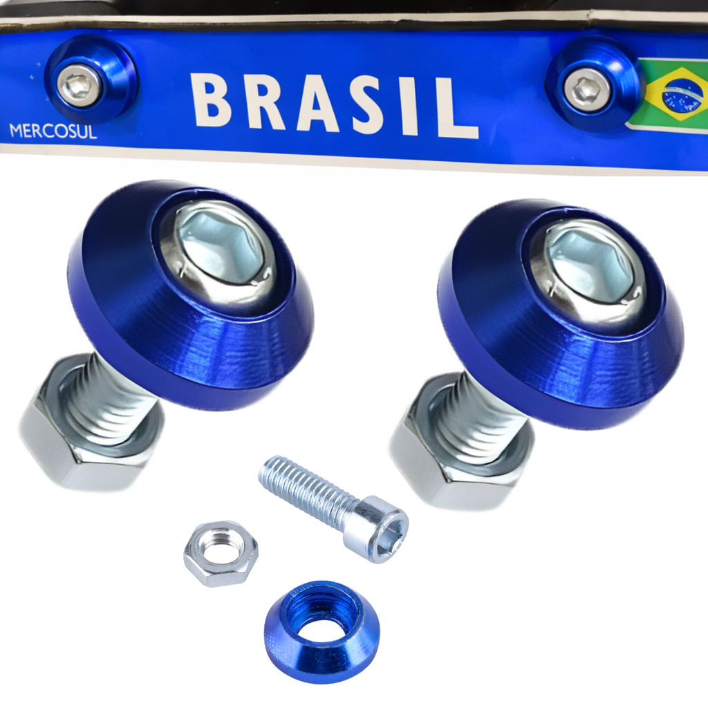 Parafuso Placa Moto Aço Inox  Com Porca Arruela Aluminio Esportivo Universal em Oferta na Shopee
