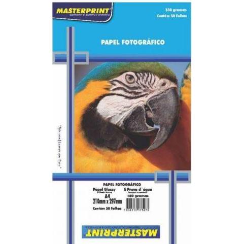 Papel Fotográfico A4 Brilhante 180g Masterprint Arara 50 Folhas Impressora Inkjet Fotos Alta Qualidade