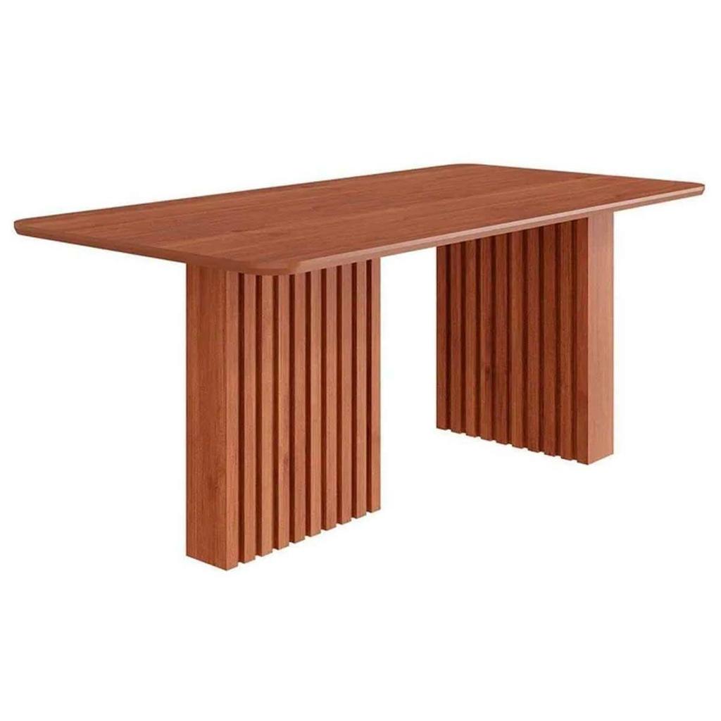 Mesa de Sala Jantar Ester c/ Tampo Madeirado 180x90cm Cinamomo - Cimol
