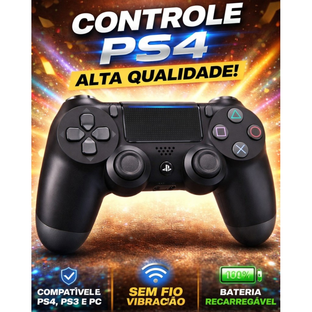 Controle Sem Fio Dualshock 4 Sony PS4 - Preto