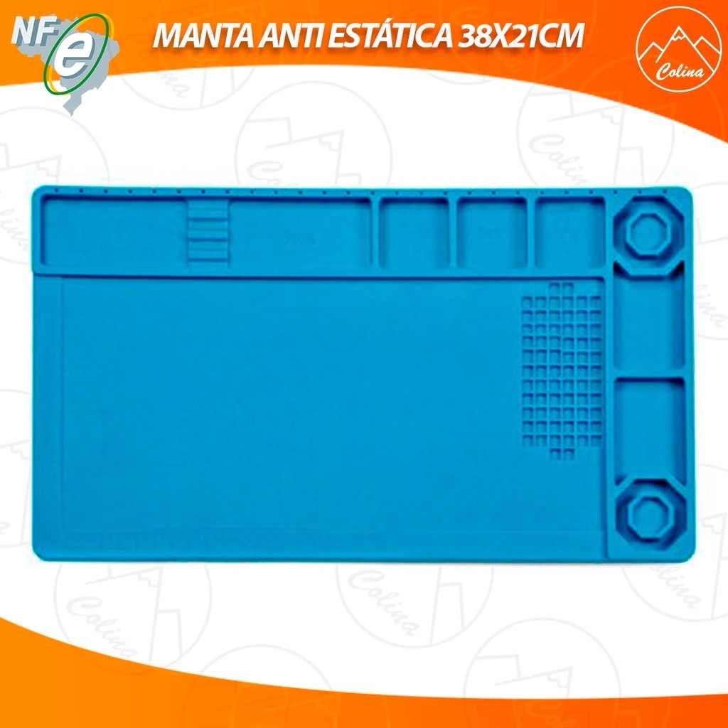 Tapete Manta Anti-Estática Silicone 380x210mm Bancada Trabalho Retrabalho Solda Peças Parafusos Salte Oficial