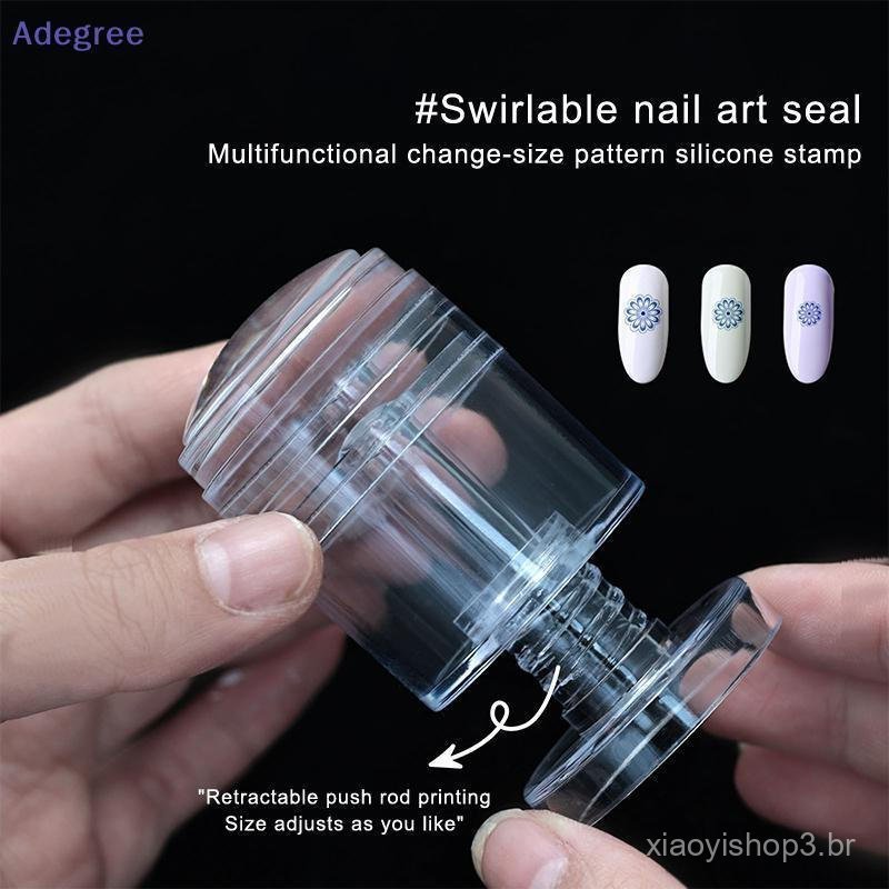 Adegree Carimbo De Unha Giratório , Impressão De Gelatina , Esmalte De Silicone , Ponta Francesa , Modelo De Com Raspado