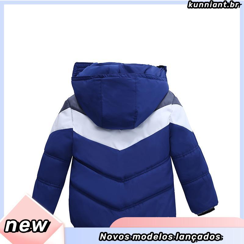 Casaco De Frio Grosso Com Capuz Infantil Casual Para Meninos