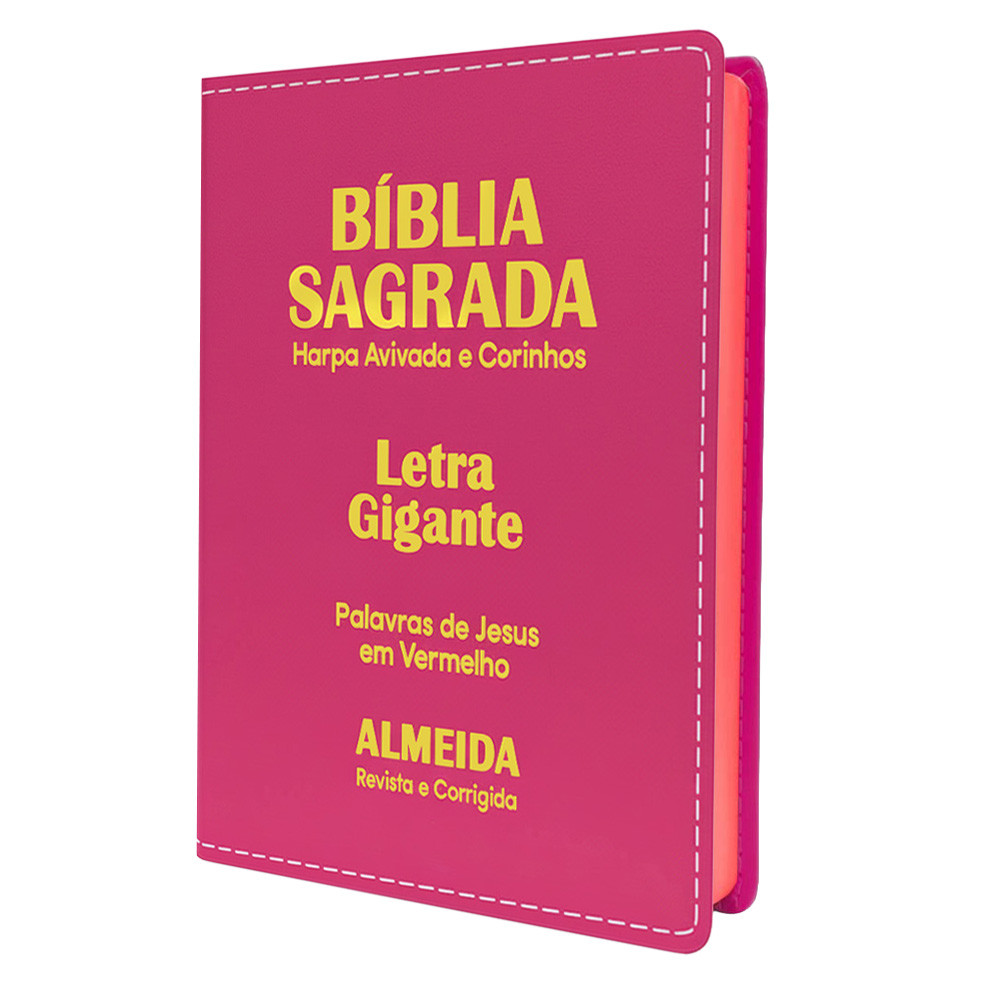 Bíblia Sagrada Letra Gigante Luxo C/ Harpa Pink em Oferta na Shopee
