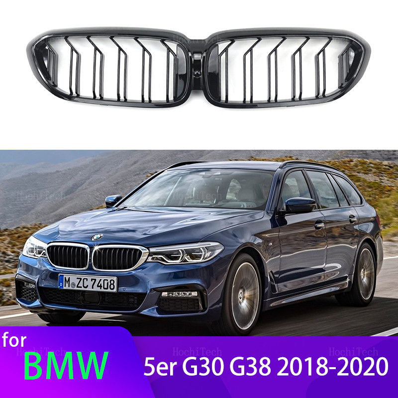 1 Par Preto Brilhante Amortecedor Dianteiro Do Carro Grades De Rim Para BMW Série 5 G30 G38 Pré-LCI 2018 2019 2020 Acess