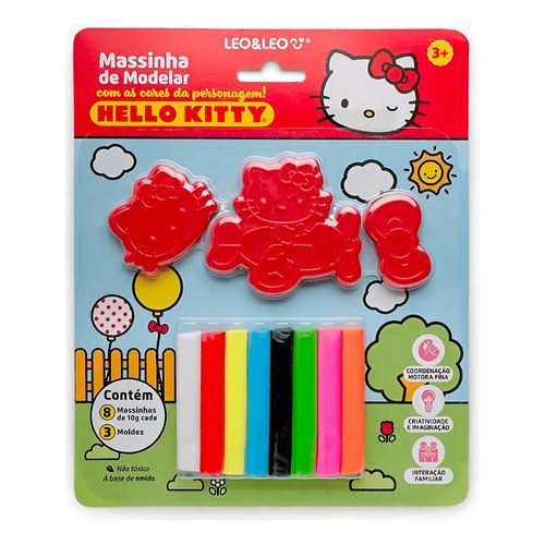 Massinha De Modelar Hello Kitty 8 cores + 3 Moldes Leo&leo