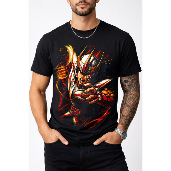 Camiseta Preta Arte Vibrante Estilo Jovem