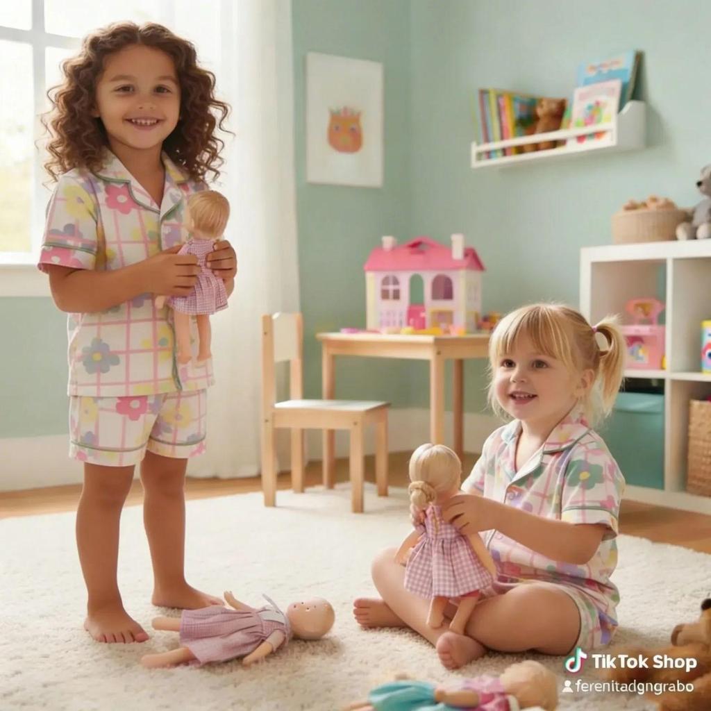 Pijama Lunar Infantil Feminino Americano com Short Estampado – Conjunto Confortável