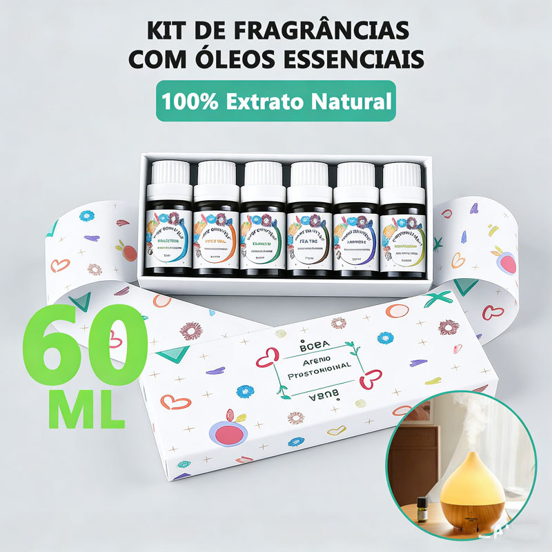 Kit Presente 12 Óleos Essenciais Aromaterapia 10ml Para Difusor Umidificador de Ambiente Premium