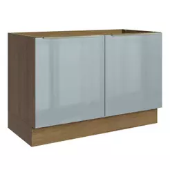 Balcão Gabinete de Pia 120 cm 2 Portas (Sem Tampo) Rustic/Cinza Lux Madesa