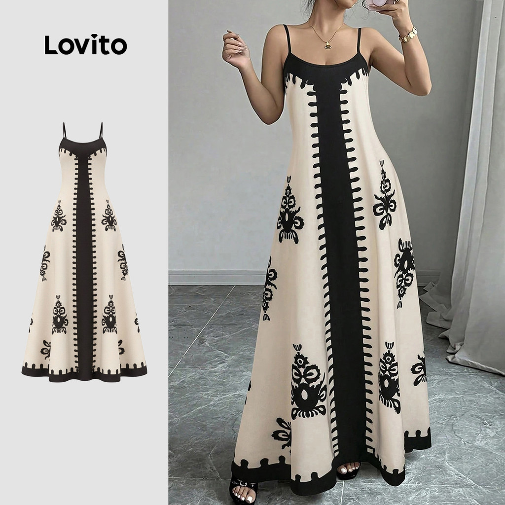 Lovito Vestido Boho Estilo Resort Colorblock Vestido Primavera/verão para Mulheres LK3LD444 em Oferta na Shopee
