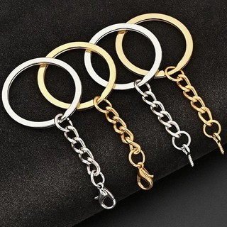 Kit Chaveiro 30/50/100/150 Peças Com Corrente, Elo, Pitão e Fecho Lagosta 25mm Acabamento Prata e Ouro