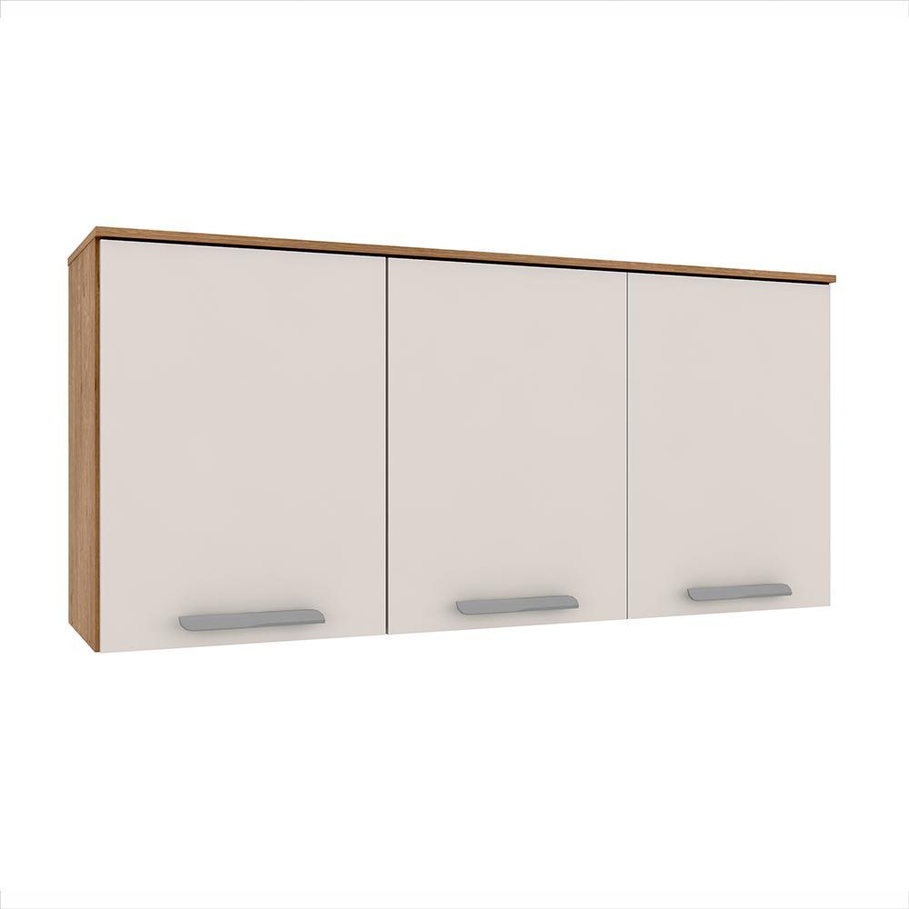 Armário Aéreo Bella 3 Portas 1,20 Carvalho/ Off White Moveis Arapongas em Oferta na Shopee