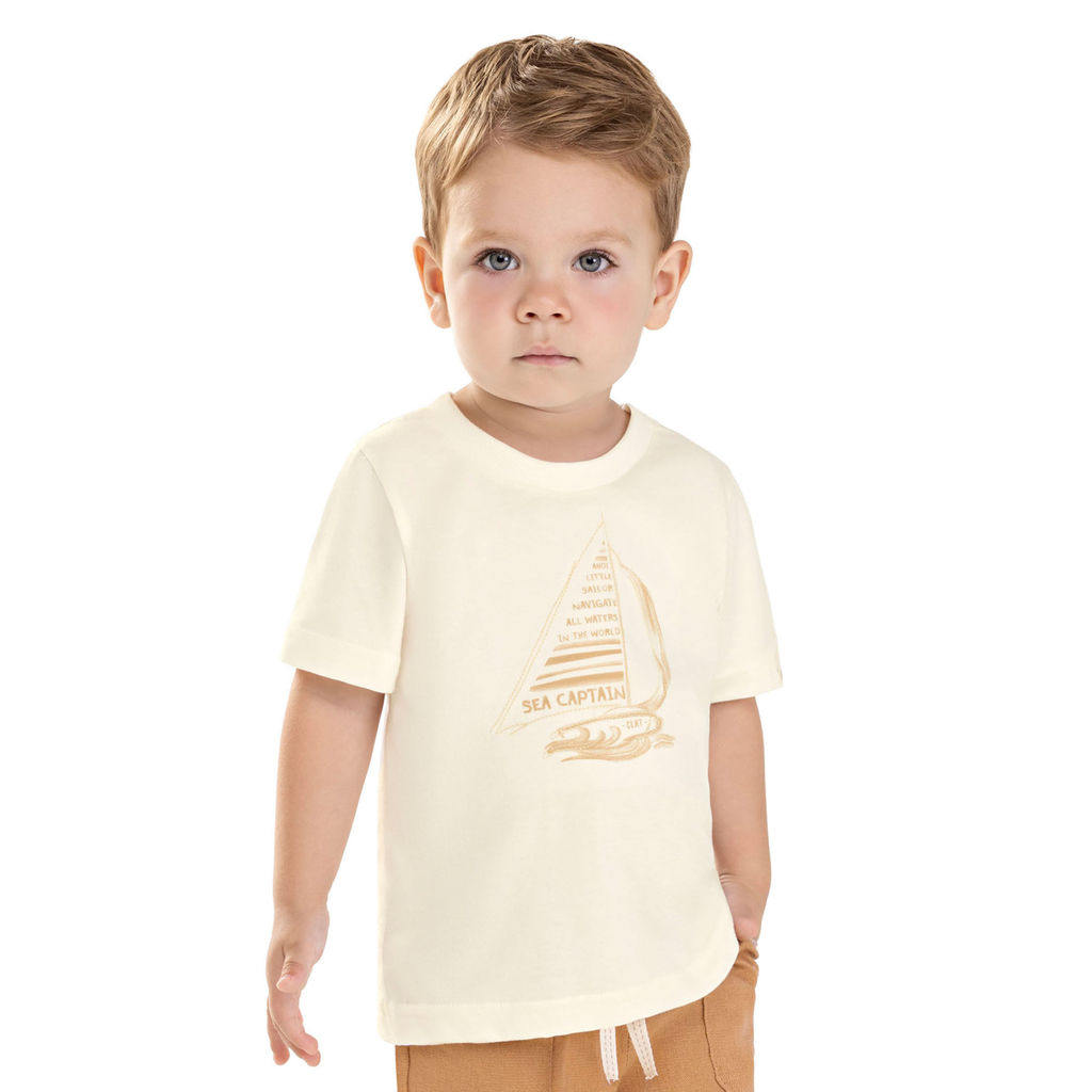 Camiseta Infantil Menino Veleiro Colorittá Bege em Oferta na Shopee