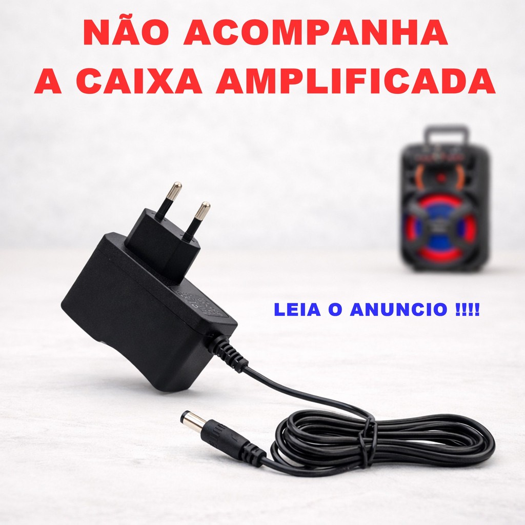 Fonte Carregador Amvox ACA 221 Gigante II Caixa Som Bivolt