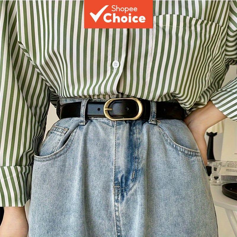 Cinto feminino com fivela dourada – cinto casual e versátil para vestidos, camisas e calças, tamanho padrão, acessório