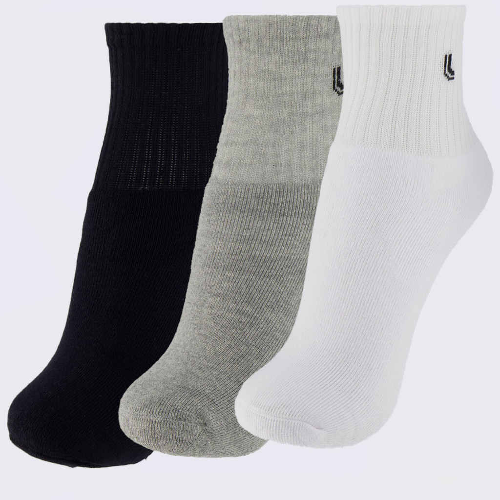Kit Meia Lupo AM Sport Cano Médio 3 Pares Branca Preta e Cinza