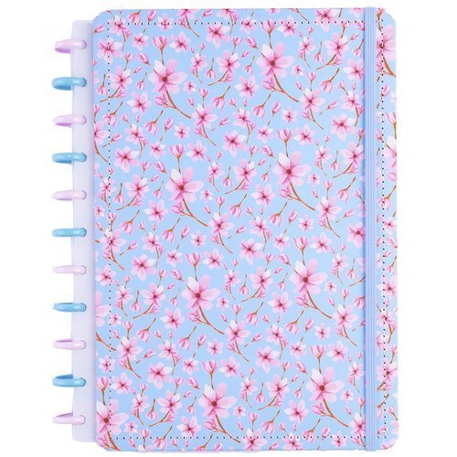 Caderno Anotacoes Grande Capa Dura Floral Disco Adesivo Reposicionavel 60 Folhas Pautadas 20 Folhas Branco