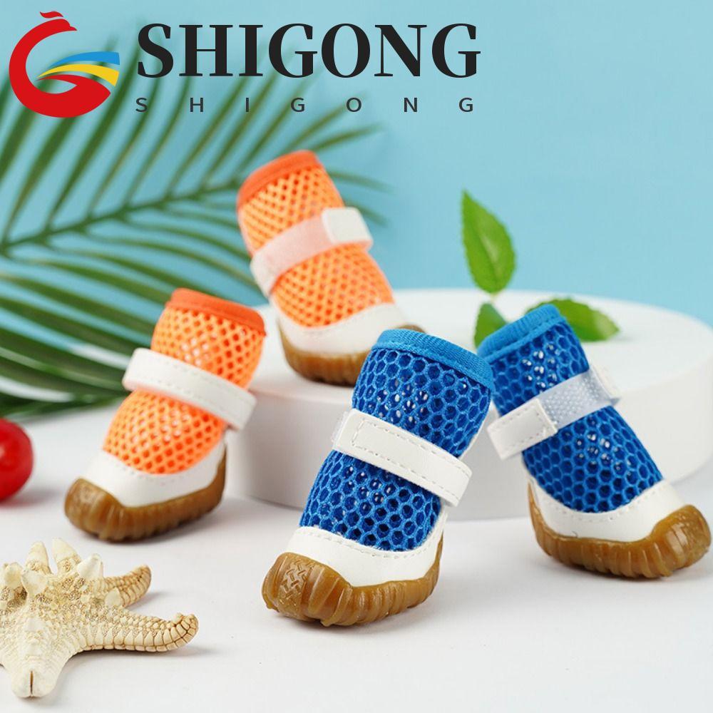 SHIGONG Sapatos De Rede Para Cães , Macios E Respiráveis Sandálias Antiderrapantes Em PVC , Verão