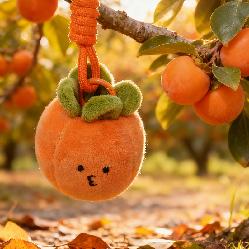 Bonito caqui pingente de pelúcia dos desenhos animados bonito saco All-Match pequenos ornamentos caqui caqui Ruyi fruta 