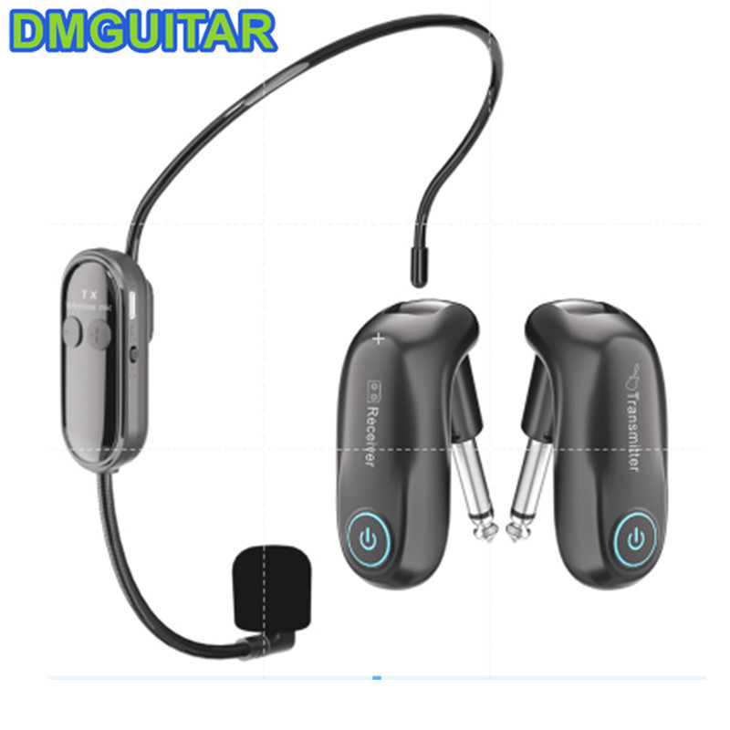 Microfone De Fone De Ouvido Sem Fio E Transmissor/Receptor De Sistema De Guitarra Para Karaokê Doméstico Palco