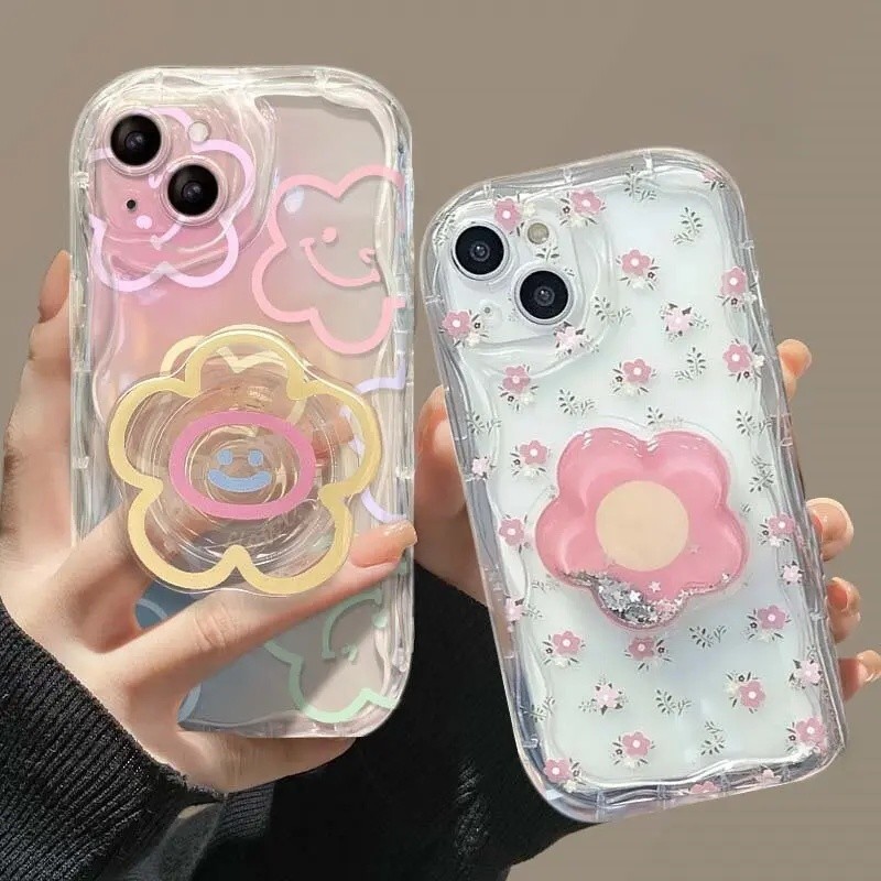 Capa Para Samsung Galaxy A57 A37 A15 A56 A55 A16 A17 A36 A26 A54 A35 A34 A53 A25 A07 A06 Sorriso Flor Suporte Bonito INS