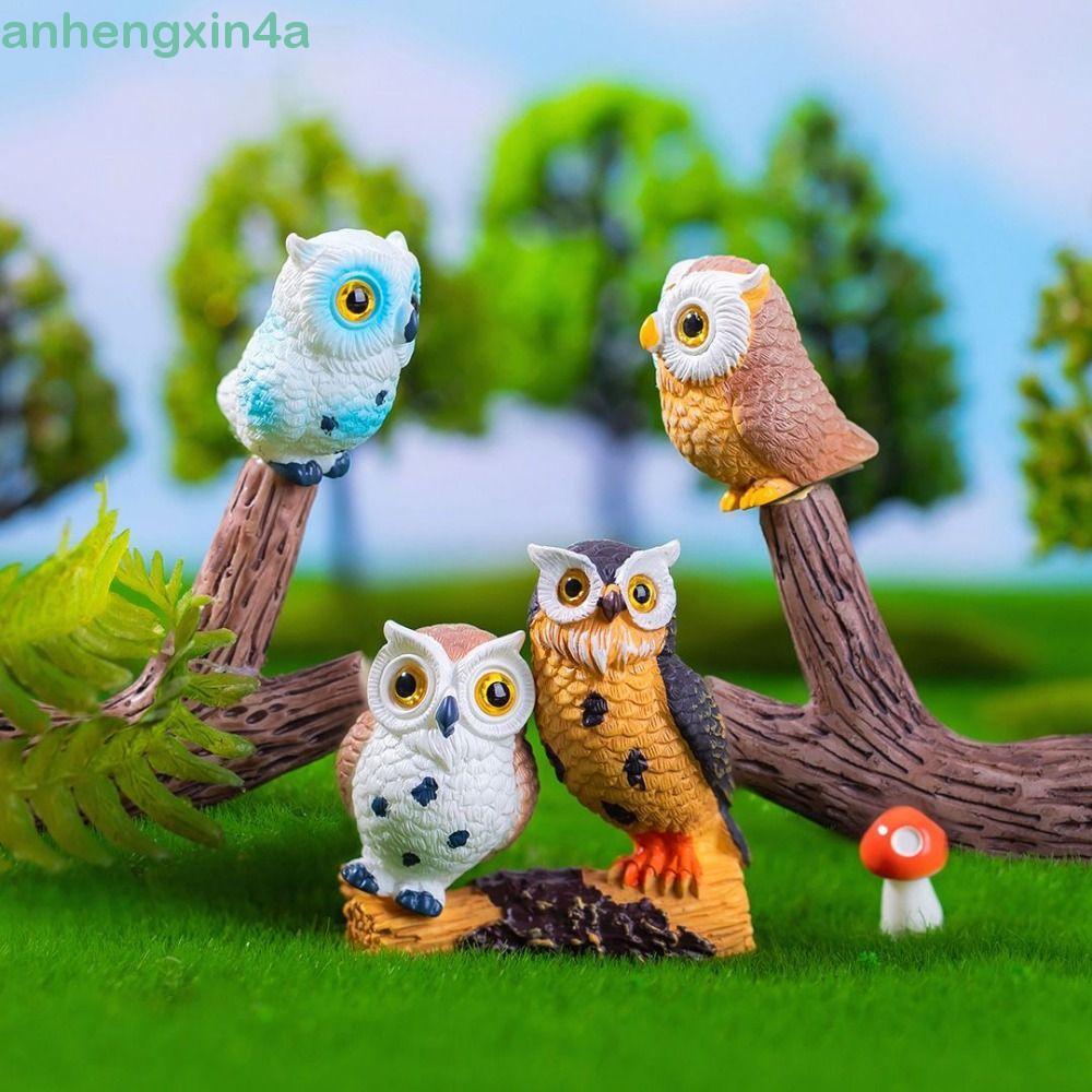 Ornamentos De Coruja De Simulação ANHENGXIN , Artesanato Em Resina , Miniaturas Fofas , Micro Paisagem , Mini
